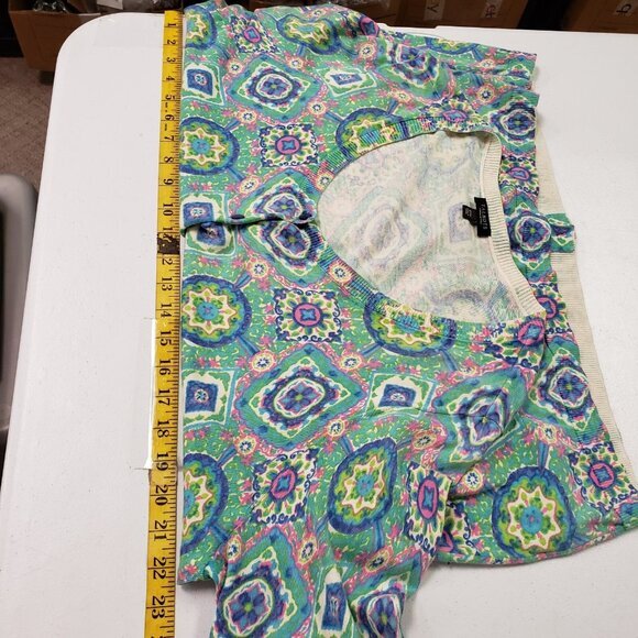 Talbots Womens Geometric Print Cardigan Size 2X Petite‎ Green Artsy Kaleidoscope - Picture 6 of 9